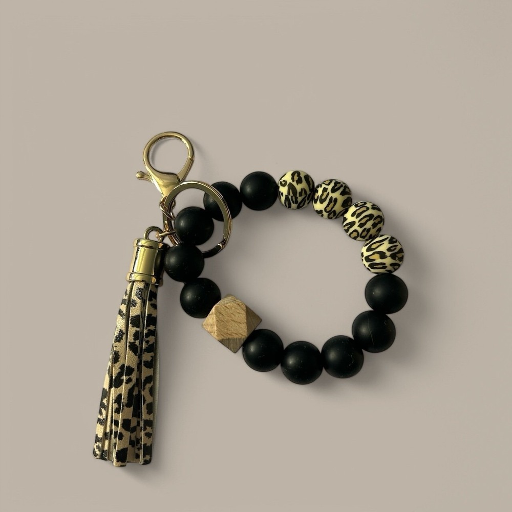 Cheetah Print Tassle‎ Fringe Keychain Bracelet